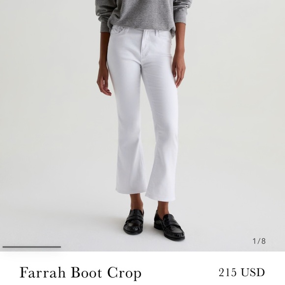 Ag Adriano Goldschmied Pants - Anthropologie AG White Farrah High Rise Boot Cut Raw Hem Jeans Women's 28 ($215)